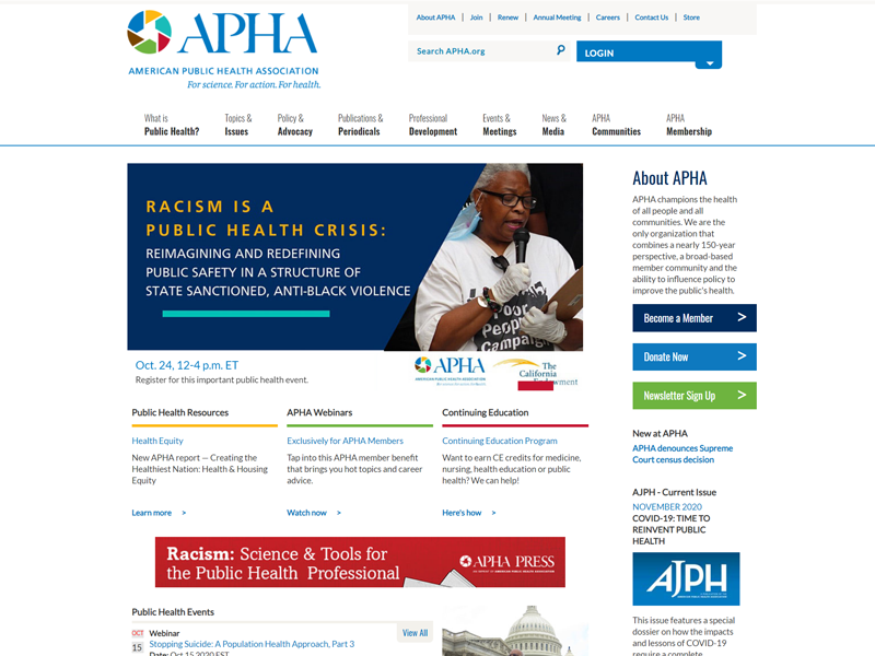 APHA Advancing Racial Equity Webinar Series