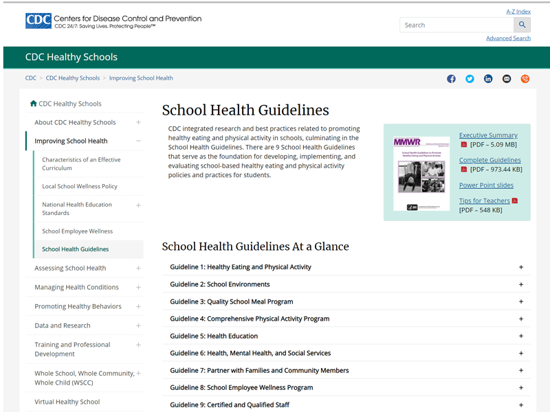 School Health Guidelines to Promote Healthy Eating and Physical Activity
