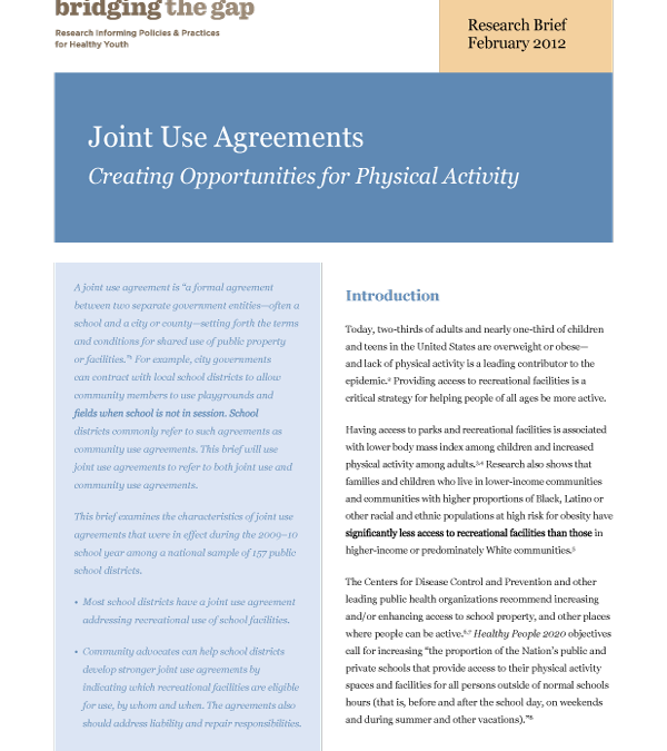 Joint Use Agreements: Creating Opportunities for Physical Activity
