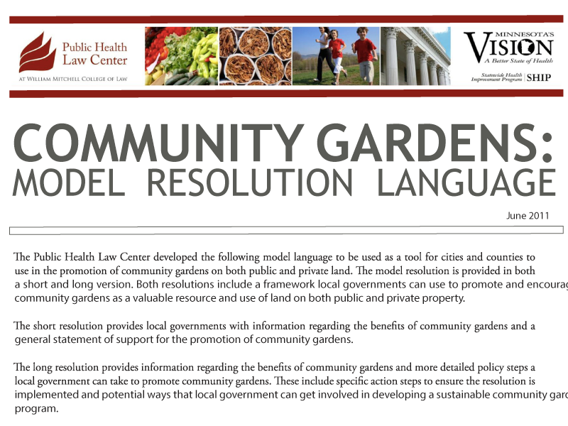Community Gardens: Model Resolution Language