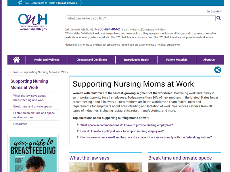 The Business Case for Breastfeeding: Steps for Creating a Breastfeeding Friendly Worksite