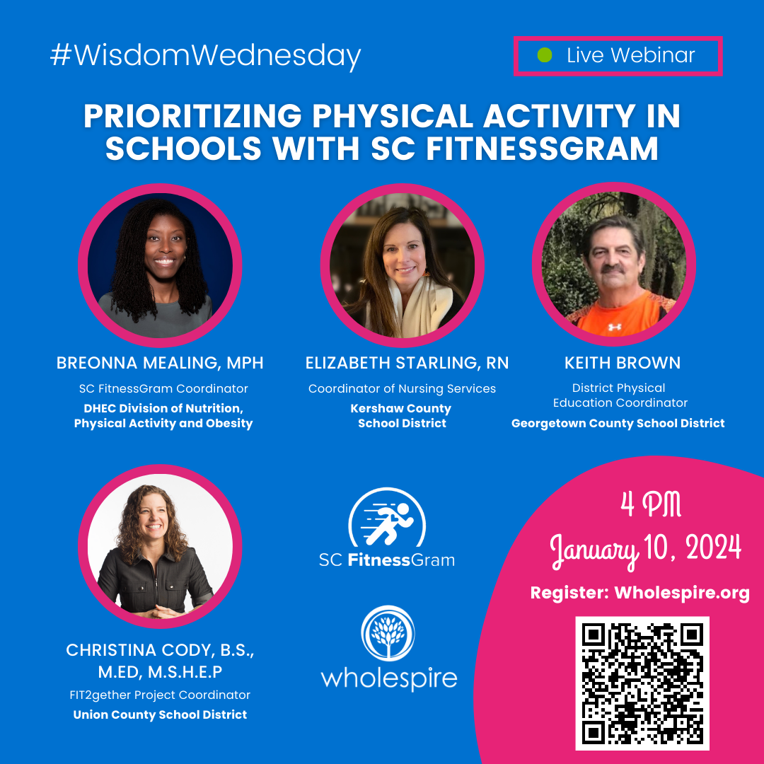 Wisdom Wednesday webinar about FitnessGram in South Carolina